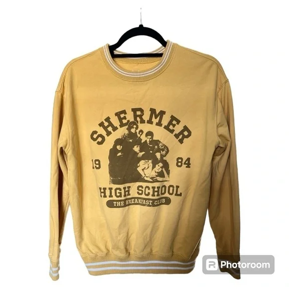 The Breakfast Club mustard yellow graphic crewneck sweatshirt size Small - Picture 1 of 3
